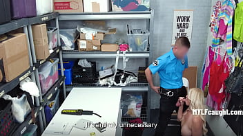 Shoplifter milf confrontation ends in her removing the condom and wanting dick raw