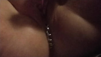 Masterbating with chain in pussy and asshole