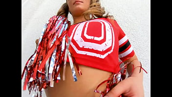 Febby twigs cute cheerleader huge cock pov blowjob and cum swallow