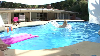 Ally ann sexy blonde cutie poolside huge cock deepthroat blowjob and cum facial