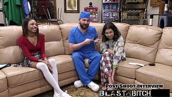 Solana sucks dick fucked doggy style & body blasted with huge load of cum