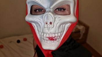 Halloween creepy sick fuck cums on her butt