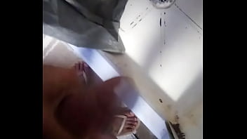 Cute petite latina cums in the bathroom