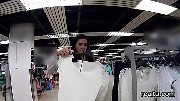 Czech chick gets seduced in the mall and rode in pov