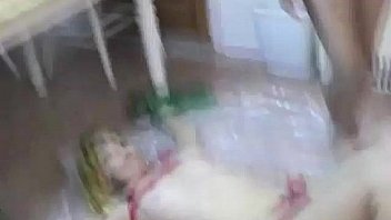 Tied up on the kitchen floor