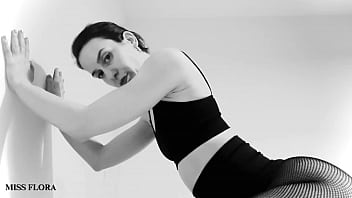 Fishnet tights ass and feet tease in black and white