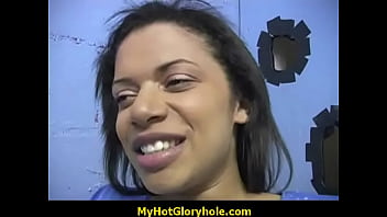 Ebony sucks a big cock at gloryhole 2