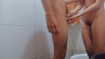 Shower together happy together closexup Shower together happy together closexup