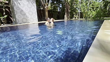 Stepsiblings get wild in the pool while alone Stepsiblings get wild in the pool while alone