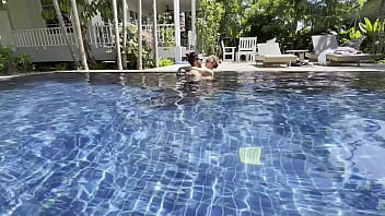 Stepsiblings get wild in the pool while alone