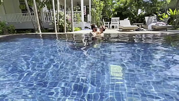 Stepsiblings get wild in the pool while alone