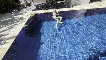 Stepsiblings get wild in the pool while alone