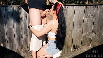Bts risky outdoor facefuck and cum in throat we did it at the hunting tower