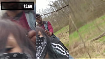 Emo slut gets fucked on tree stump in public