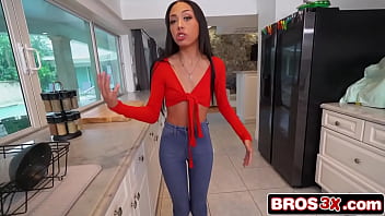 Step dad shows ebony stepdaughter how it's done with his huge dick