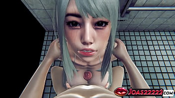 Horny teen blonde girl 3d animation porn – blowjob and titfuck in toilet scene with cum facial climax in honey select 2