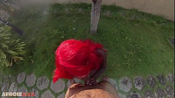 Red hair african big ass slut fucked in backyard like a dirty secret while boyfriend looks for her