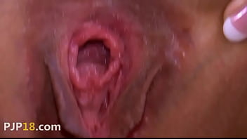 Gyno mirror in her sticky snatch