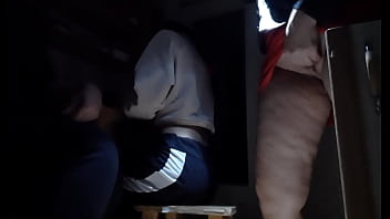 Our neighbor dirty fingering her pussy in our kitchen