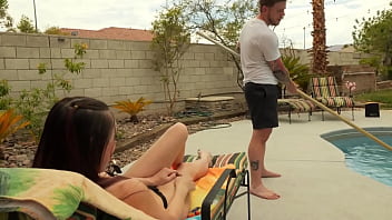 Horny babe gets tight pussy pounded by big dick pool boy steve rickz domina doxy