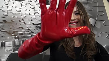 Enjoy my gloves the black rubber the red latex and the shiny gold