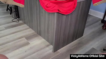 Vicky vette gets dicked on her boss' desk after showing off her tits