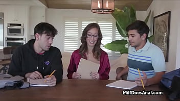 Milf tutor fucked by two dicks at once