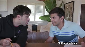 Milf tutor fucked by two dicks at once