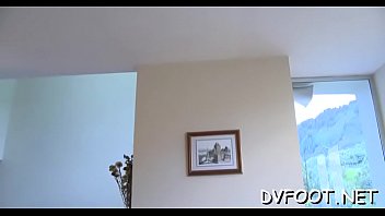 Girl bonks mouth with foot