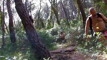 Threesome in the woods beautiful slut fucked in the ass and pussy