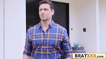 Petite skater girl seduces stepdad for a rough pound on the couch