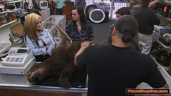 Busty lesbian couple agrees to suck cock for extra money