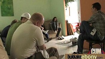Ebony gets group cumshots 20