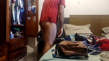 I'm Folding And Putting Away My Clean Clothes Doing It Without My Pants On Hoping Someone Catches Me Leaning Against The Bed thumbnail