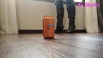 Tin crush in leather boots