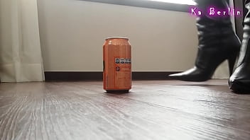 Tin crush in leather boots