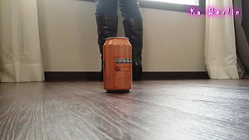 Tin crush in leather boots