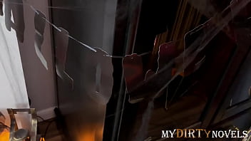 Halloween 3some and cum on pumpkin