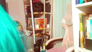 Ariel ortiz goes on a date with her lover so she puts on her favorite blue wig and sexy dress