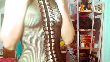 Ariel ortiz goes on a date with her lover so she puts on her favorite blue wig and sexy dress