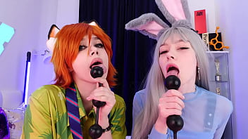 Cosplay girls try dp