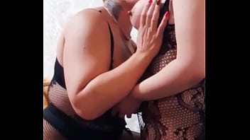 Stepmom teaches her stepdaughter to fuck lesbian sex