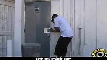 Ebony teen cleaning all the cocks at gloryhole 7