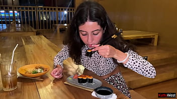 I suck dick in the toilet of a sushi bar and eat rolls with cum on my face