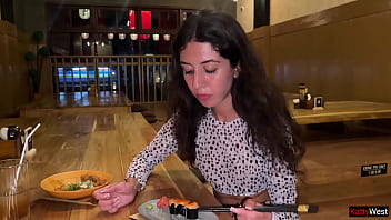 I suck dick in the toilet of a sushi bar and eat rolls with cum on my face