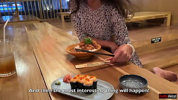I suck dick in the toilet of a sushi bar and eat rolls with cum on my face