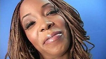 Ebony slut fucks a white gloryhole cock in her first interracial scene 9