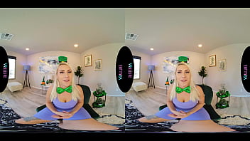 Naturally busty blonde masturbates on st patrick's day in virtual reality