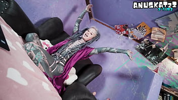 Ink covered beauty’s livestream featuring anal fun