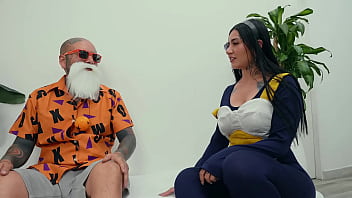 Veguetta ends up riding master roshi's hard cock and swallows all his cum la rola